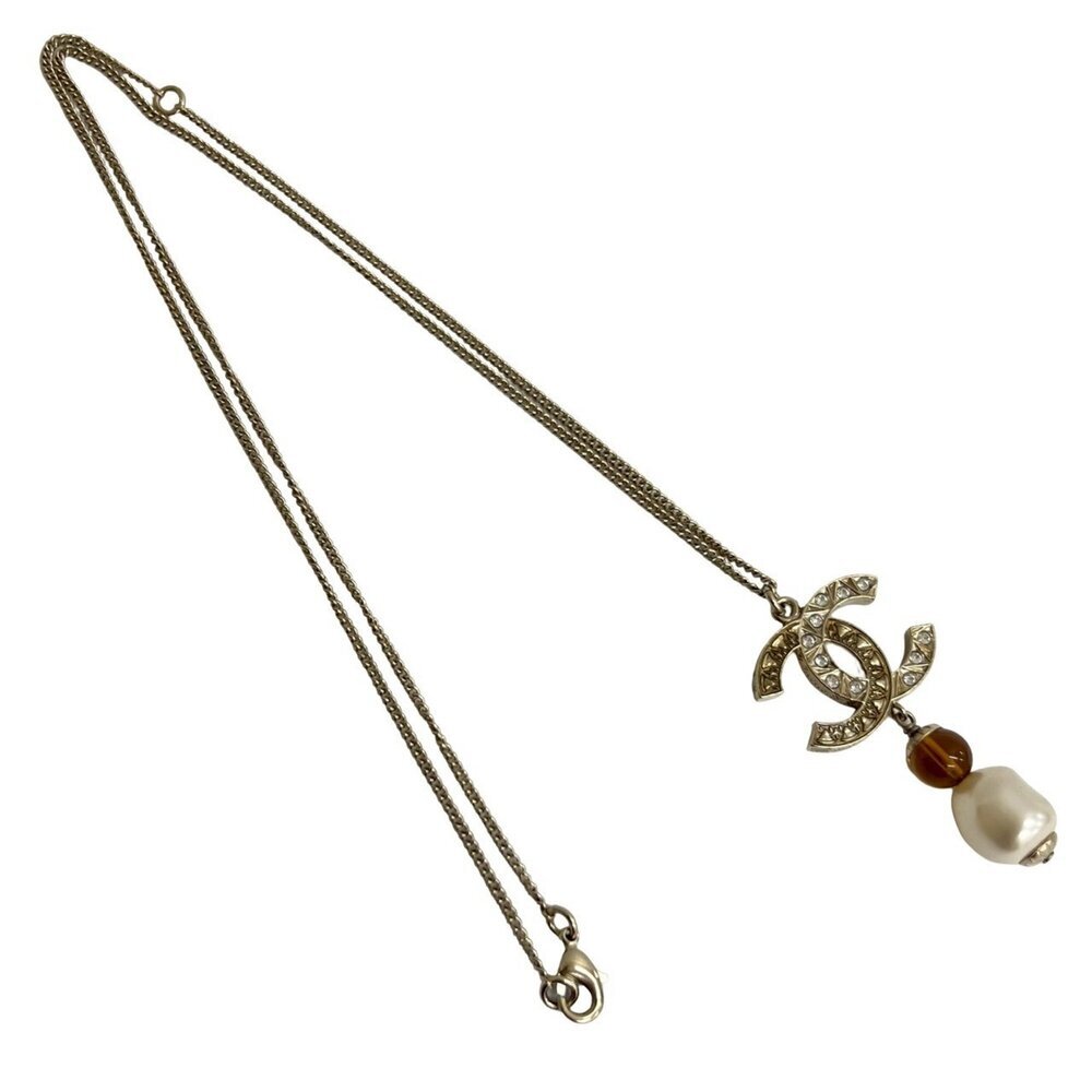 CHANEL Authentic Brown Pearl Logo Necklace - Picture 4 of 5